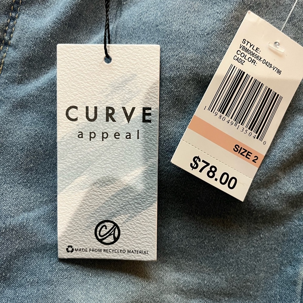 Curve Appeal Blue Skinny High-Waisted Jeans SZ 2 Tummy Tucking Straight Leg NWT - Picture 13 of 16